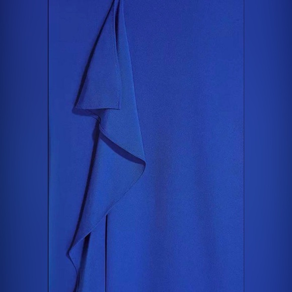 NWT Adrianna Papell Royal Blue Ruffle Front Shift Dress – Size 18 - Picture 6 of 9